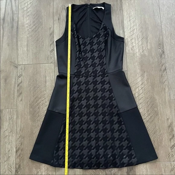 EUC Piperlime Houndstooth Faux Leather Black Dress Size 2 - Picture 3 of 11